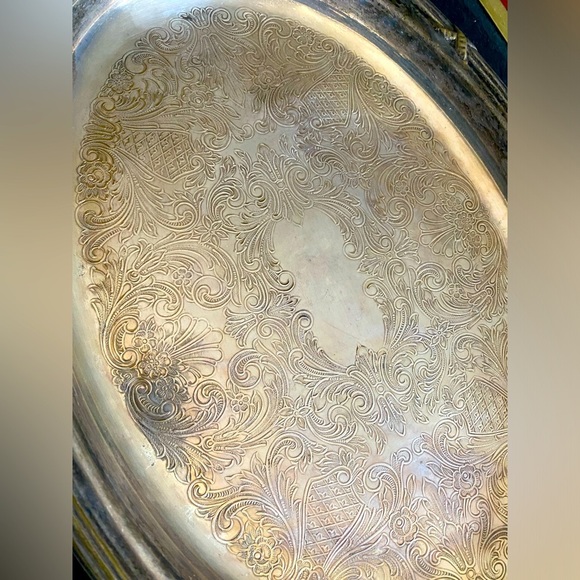 Vintage silver and crystal serving plater. 15 inches - Picture 5 of 7